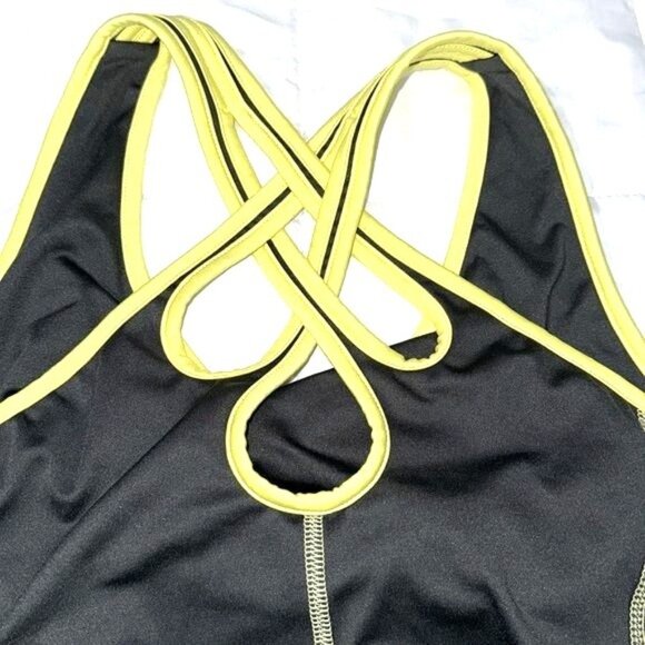 Tek Gear Womens Black & Yellow Athletic Tank Top XL Polyester Spandex Blend - Picture 3 of 6